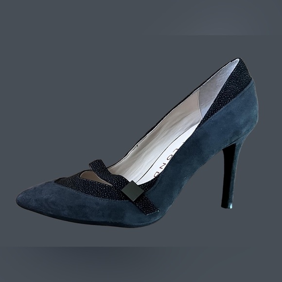 Sacha London Shoes - SACHA LONDON charcoal gray suede 3.5 inch boss stiletto heels size 6.5